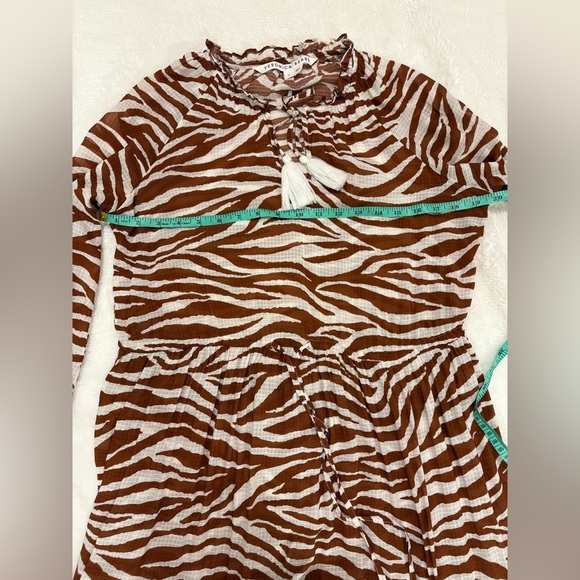 Veronica Beard Danica Tasseled Gathered Animal Print Mini Dress Size S - Picture 8 of 12